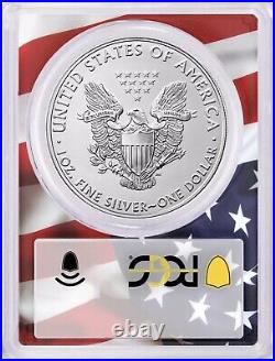 2021 Silver American Eagle PCGS-MS70 T1 FDOI USA FLAG #105501-22