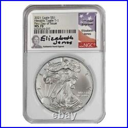 2021 Silver Eagle Ngc Ms70 Elizabeth Jones Signed First Day Of Issue Fdi Type 1