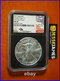 2021 Silver Eagle Ngc Ms70 John Mercanti Signed First Day Of Issue Fdi Type 1