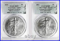 2021 Silver Eagle Pcgs Ms69 At Dusk & At Dawn Last & First 500 Coins Struck