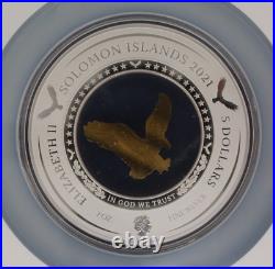 2021 Solomon Is 2oz Silver Proof $5 coin Gold Eagle NGC Graded PL69 2021 Solomon Is 2oz Silver Proof $5 coin Gold Eagle NGC Graded PL69