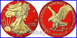 2021 Space Red/24K Gold 1 oz Silver Eagle T2 $1 Coin Space Metals (RARE)