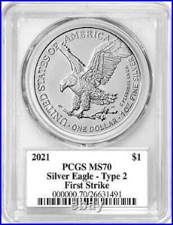 2021 Type 2 Silver Eagle PCGS MS70 FS Signed by ASE Designer Emily Danstra