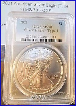 2021 USA $1 PCGS 1oz MS70 Silver Eagle S1 Type 1 EMERGENCY ISSUE West Point