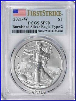 2021-W $1 American Silver Eagle Type 2 Burnished SP70 First Strike PCGS