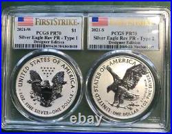 2021 W + 2021 S US Eagles PCGS PR-70-Design Edition- Dual-slab, very rare