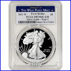 2021 W American Silver Eagle Proof PCGS PR70 DCAM First Strike West Point Label