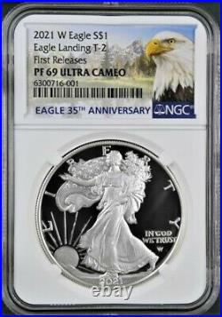 2021 W Proof Silver Eagle, Eagle Landing Type 2, Ngc Pf69uc First Releases