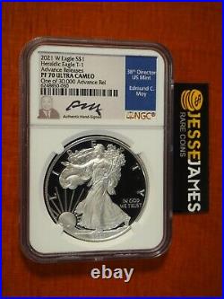 2021 W Proof Silver Eagle Ngc Pf70 Ultra Cameo Advanced Releases Edmund Moy T-1
