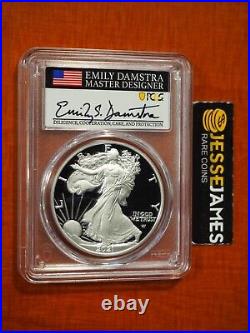 2021 W Proof Silver Eagle Pcgs Pr70 Dcam Advance Release Emily Damstra Signed T2