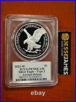 2021 W Proof Silver Eagle Pcgs Pr70 Dcam Advance Release Emily Damstra Signed T2