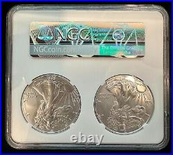 2021 W SILVER EAGLE SET NGC MS69 TYPE 1 AND 2 COIN SET. 999 Fine IN STOCK