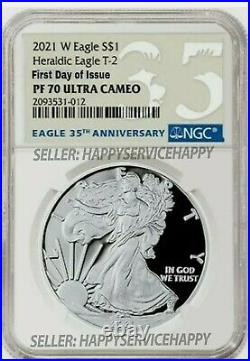 2021 W Silver Eagle Type 2 Eagle Landing Ngc Pf70 Fdoi First Day 35 T2 Ready
