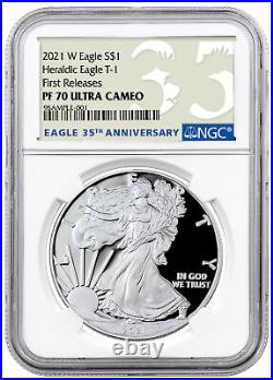 2021 W Silver Proof American Eagle NGC PF70 UC FR 35th Anniversary Label