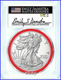 2021-s Advanced Release Proof Silver Eagle-pcgs Pr70-type 2-emily Damstra