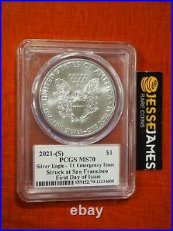 2021 (s) Silver Eagle Pcgs Ms70 Dannreuther Signed First Day Of Issue Fdi Type 1