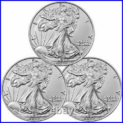 2022 $1 American Silver Eagle 1-oz GEM BU Brilliant Uncurculated Lot of 3 Coins