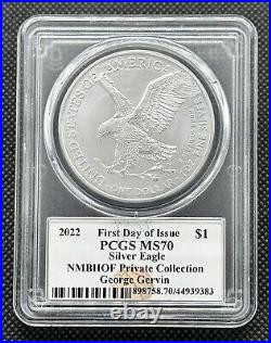 2022 $1 American Silver Eagle T-2 FDOI NMBHOF Basketball Hand Signed PCGS MS70