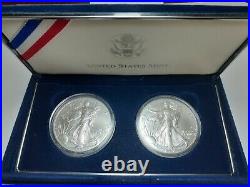 2022 & 2021 Type 2? American Silver Eagle? Bu 2-coin Set Velvet Case & Box