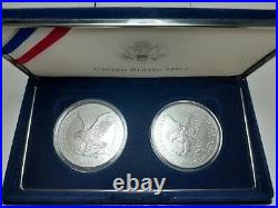 2022 & 2021 Type 2? American Silver Eagle? Bu 2-coin Set Velvet Case & Box