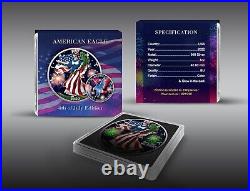 2022 American Silver Eagle 1 Oz 4th of July Edition Colorized Glow in Dark JN705