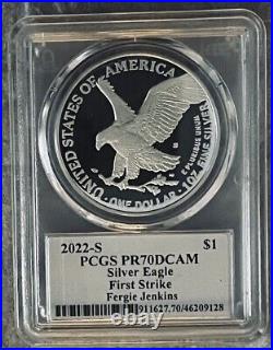 2022 S $1 Proof Silver Eagle PCGS PR70DCAM FS Legends of Life Fergie Jenkins