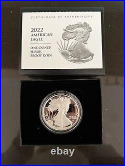 2022-S American Eagle One Ounce Silver Proof Coin (22EM) with COA