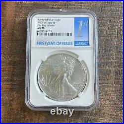 2022-W $1 Burnished American Silver Eagle FDOI. NGC MS70