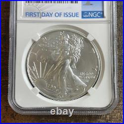 2022-W $1 Burnished American Silver Eagle FDOI. NGC MS70