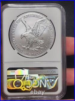 2022 W Burnished $1 Silver Eagle NGC MS70 Early Releases 35h Annivers Label%%