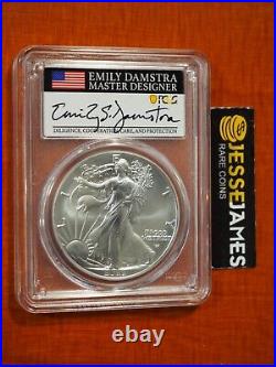 2022 W Burnished Silver Eagle Pcgs Sp70 Emily Damstra Signed Advanced Release