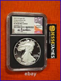 2022 W Proof Silver Eagle Ngc Pf70 Gaudioso First Day Issue Congratulations Set