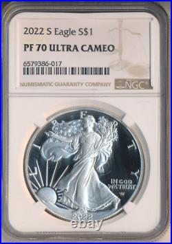 2022-s $1 Proof American Silver Eagle Ngc Certified Pf 70 Ultra Cameo