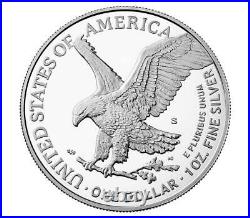 2022 s proof silver eagle, ngc pf70 uc, eagle/mountain label, with coa