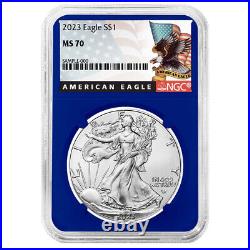 2023 $1 American Silver Eagle 3pc Set NGC MS70 Black Label Red White Blue