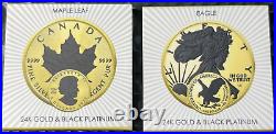 2023 1 Oz Silver American Silver Eagle/Canadian Maple Leaf Gold & Black Platinum