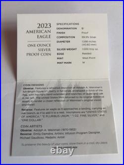 2023 American Eagle, One Ounce Silver Proof Coin, 0.999 Silver. Mint Condition 2023 American Eagle, One Ounce Silver Proof Coin, 0.999 Silver. Mint Condition