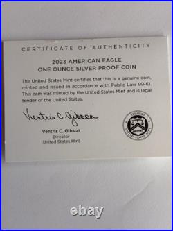 2023 American Eagle, One Ounce Silver Proof Coin, 0.999 Silver. Mint Condition 2023 American Eagle, One Ounce Silver Proof Coin, 0.999 Silver. Mint Condition