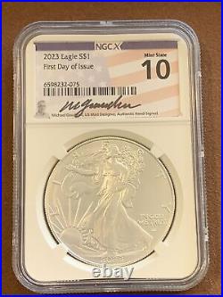 2023- American Silver Eagle- NGCX MS10- FDOI- Michael Gaudioso Signature
