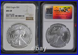 2023 Eagle $1 MS69 NGC Std Brown label 1oz 0.999 Silver West Point 6814709-020