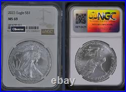 2023 Eagle $1 MS69 NGC Std Brown label 1oz 0.999 Silver West Point 6814709-025