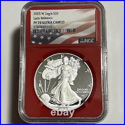 2023 S 1oz Silver Eagle Proof NGC PF70 UC Early Releases Red Core. 999 Fine
