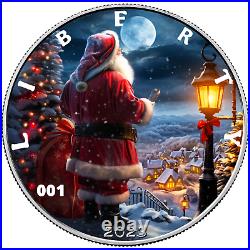 2023 Silver Eagle Merry Christmas Edition Coin 1 oz. 999 Silver Colorized Santa