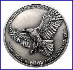 2023 Sioux Nation North American Bald Eagle UHR Antiqued 1 oz Silver Coin