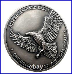 2023 Sioux Nation North American Bald Eagle UHR Antiqued 1 oz Silver Coin