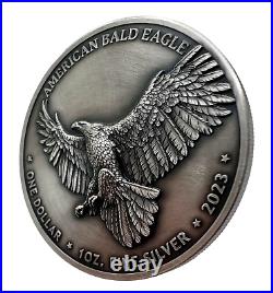 2023 Sioux Nation North American Bald Eagle UHR Antiqued 1 oz Silver Coin