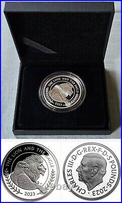 2023 UK £2 1oz LION & EAGLE SILVER PROOF JOHN MERCANTI DESIGNED