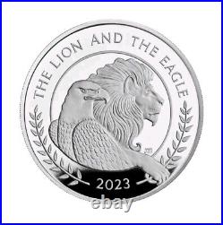 2023 UK £2 1oz SILVER LION AND EAGLE JOHN MERCANTI DESIGNED