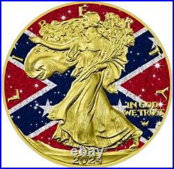 2024 1 Oz. 999 American Silver Eagle Confederate Diamond Flag Edition out of 500