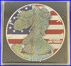2024 1 Oz. 999 Silver American Silver Eagle Holographic WithColorized USA Flag